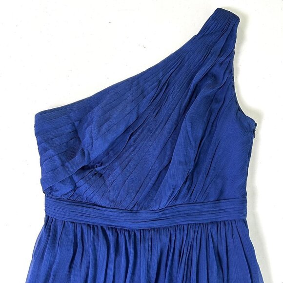 J Crew Kylie Dress Womens Size 2 Royal Blue Silk Chiffon Side Zip Prom Wedding - Picture 2 of 14